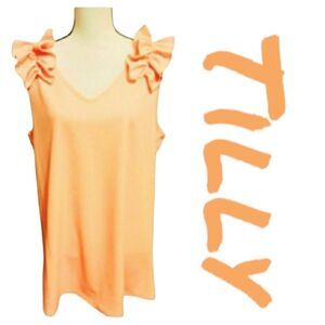 PINK New with tags ruffled Tilly tunic. Womens Size large